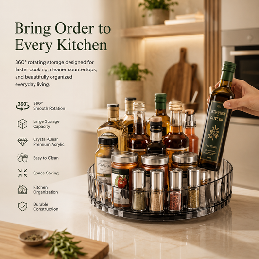 360° Rotating Acrylic Spice Rack & Kitchen Organizer