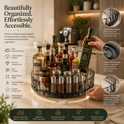 360° Rotating Acrylic Spice Rack & Kitchen Organizer