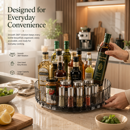 360° Rotating Acrylic Spice Rack & Kitchen Organizer