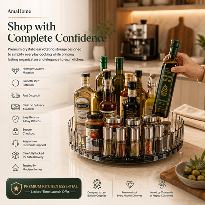 360° Rotating Acrylic Spice Rack & Kitchen Organizer