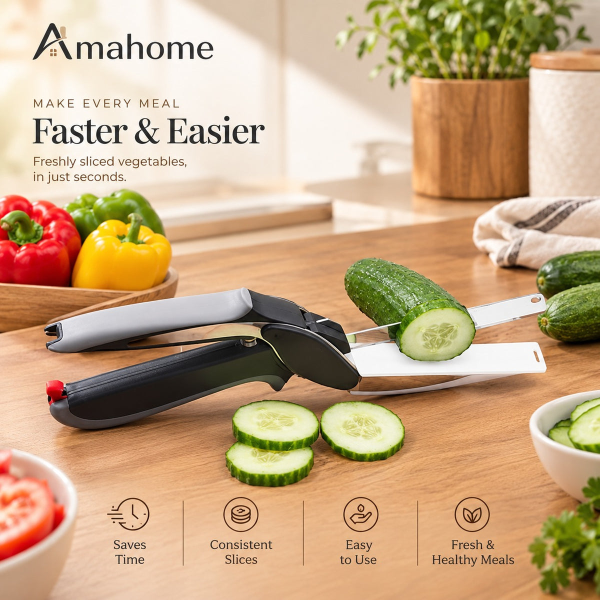 2-in-1 Manual Vegetable Slicer & Cutter – Fast & Easy Kitchen Chopper