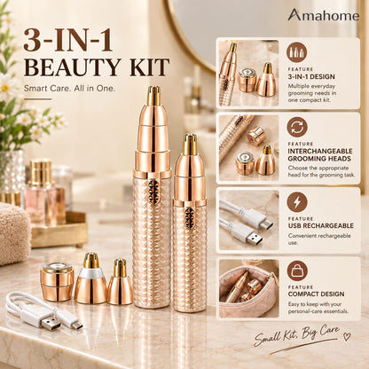 3-in-1 Precision Beauty Kit – Multi-Head Personal Grooming Trimmer