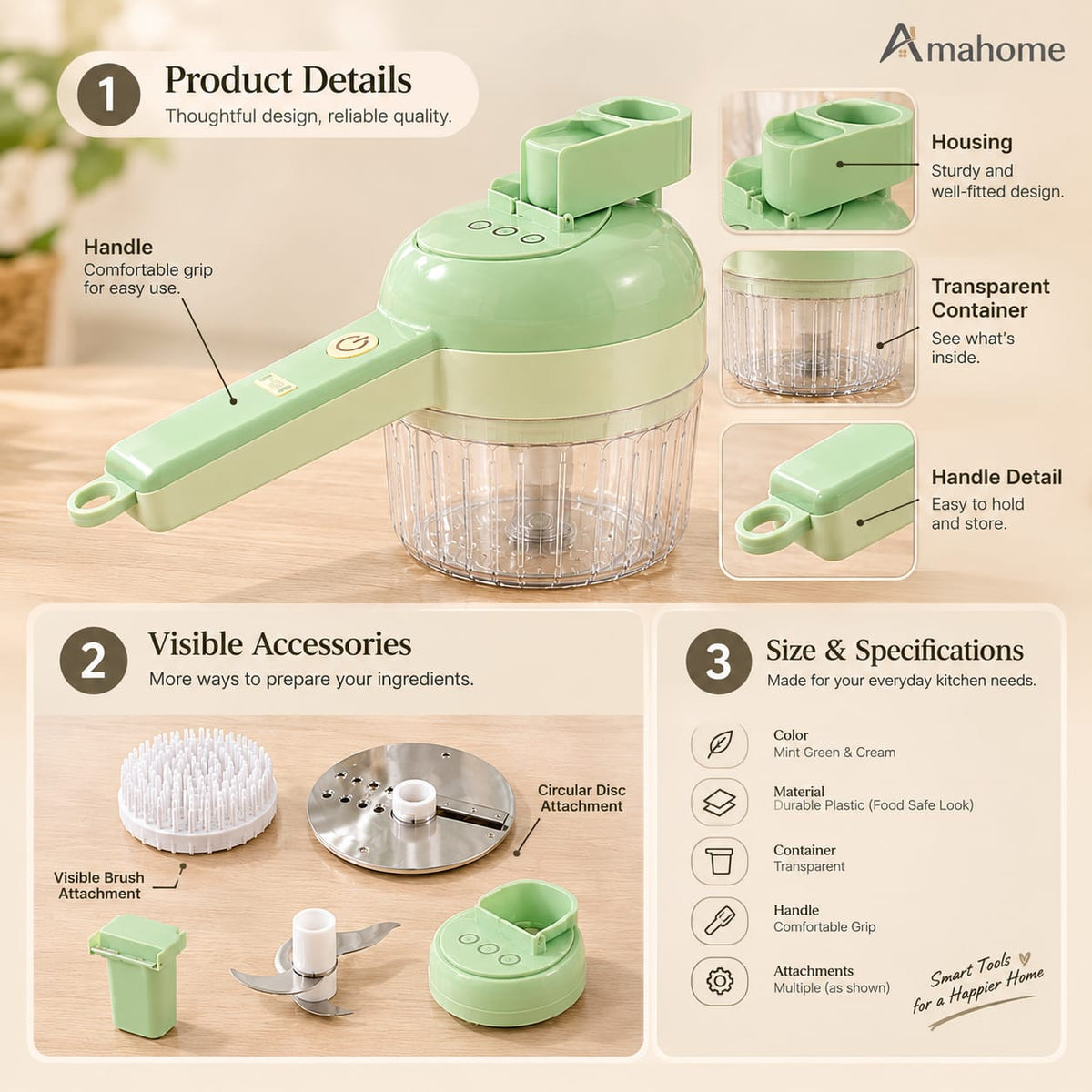 Multifunctional Electric Vegetable Chopper & Meat Mincer – 4-in-1 USB Rechargeable Kitchen Cutter