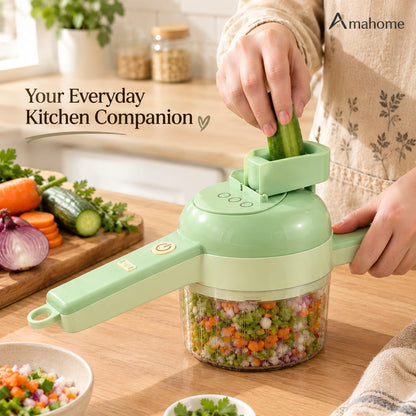 Multifunctional Electric Vegetable Chopper & Meat Mincer – 4-in-1 USB Rechargeable Kitchen Cutter