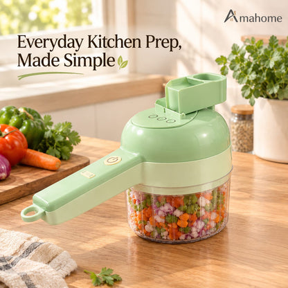 Multifunctional Electric Vegetable Chopper & Meat Mincer – 4-in-1 USB Rechargeable Kitchen Cutter