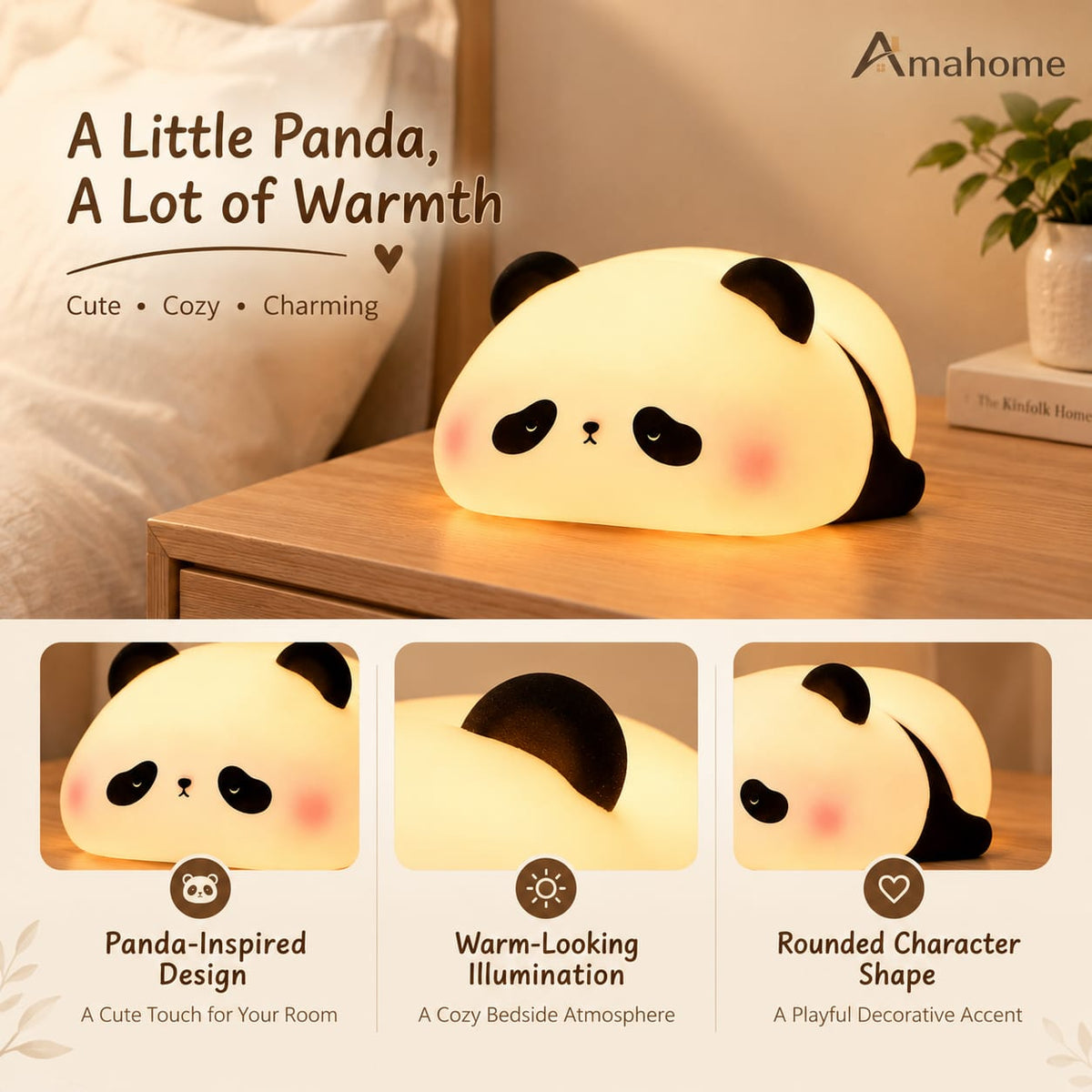 Cute Panda LED Night Lamp – Soft Glow Bedside Light for Bedroom & Kids Room