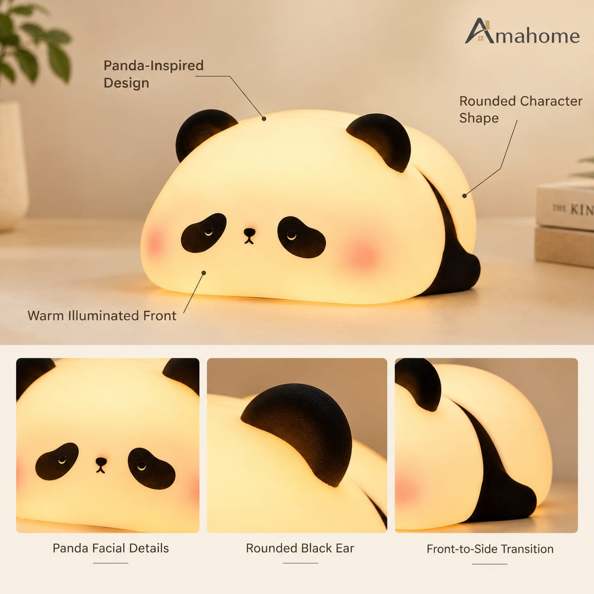 Cute Panda LED Night Lamp – Soft Glow Bedside Light for Bedroom & Kids Room