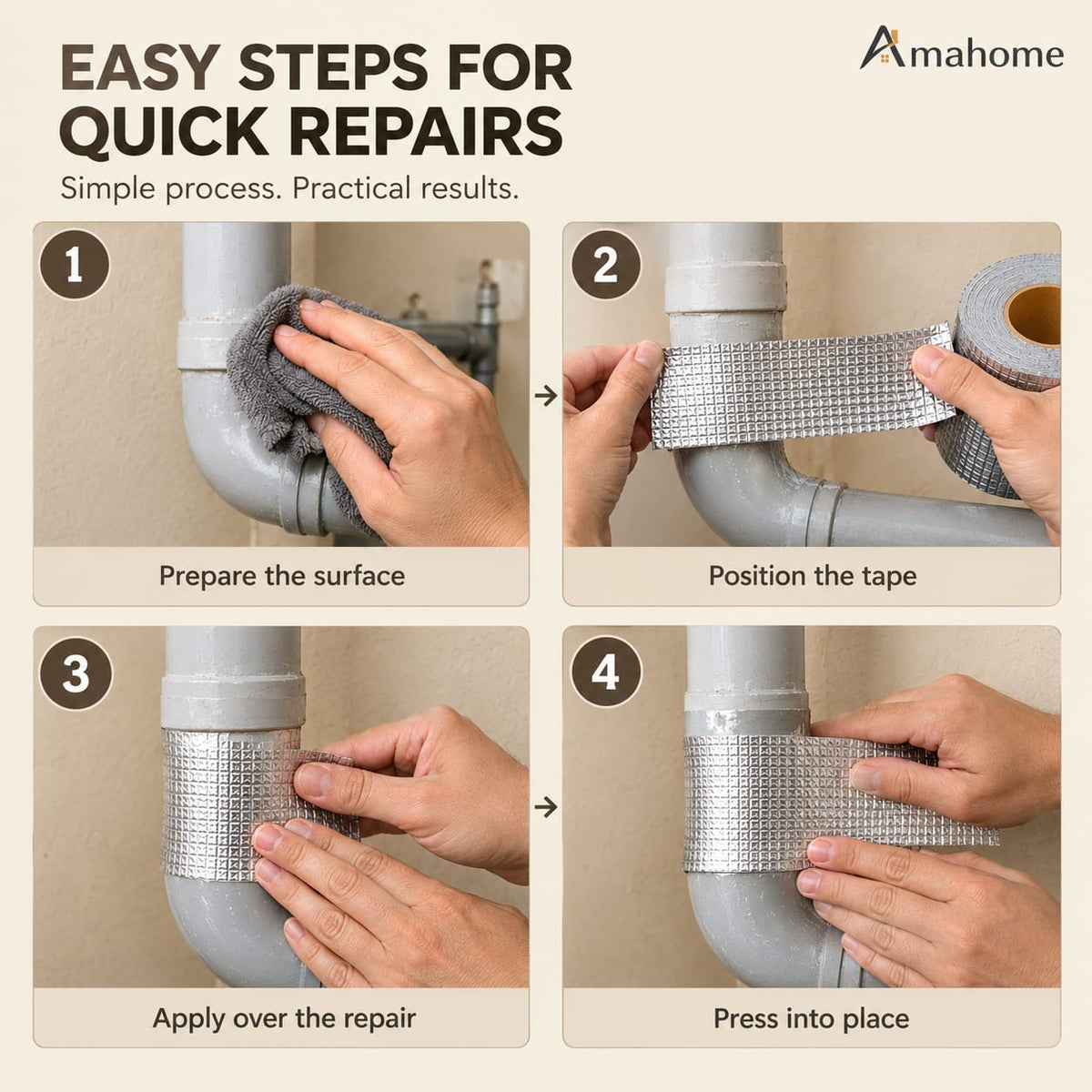 Silver Waterproof Repair Tape – Self-Adhesive Leak Repair & Sealing Tape for Pipes, Roofs & Home Repairs