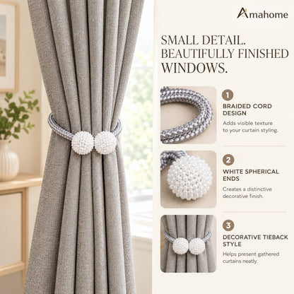Decorative Beaded Curtain Tiebacks – Braided Rope Curtain Holdbacks