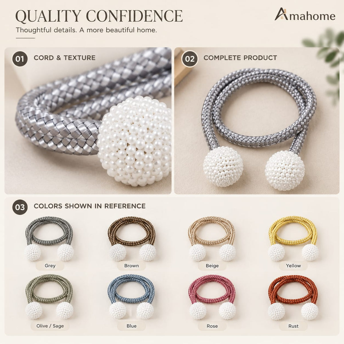 Decorative Beaded Curtain Tiebacks – Braided Rope Curtain Holdbacks