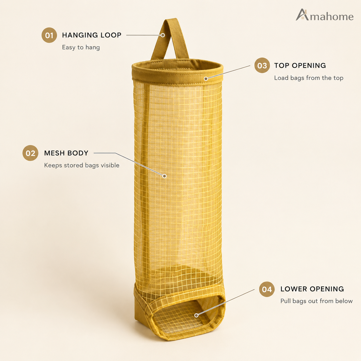 Hanging Mesh Garbage Bag Dispenser – Kitchen Waste Bag Organizer