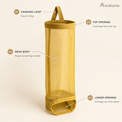 Hanging Mesh Garbage Bag Dispenser – Kitchen Waste Bag Organizer