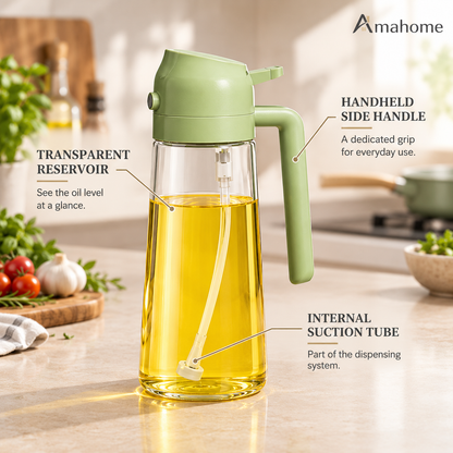 470ml 2-in-1 Oil Spray & Pour Dispenser Bottle – Kitchen Cooking Oil Sprayer with Handle