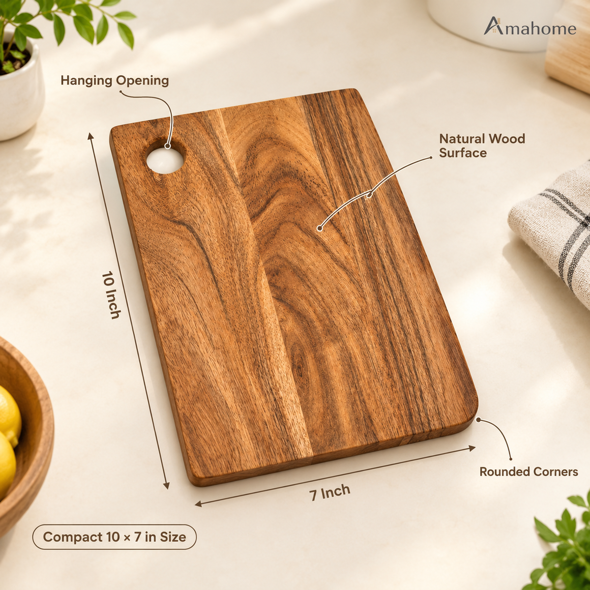 Premium Wooden Chopping Board – Natural Wood Kitchen Cutting Board