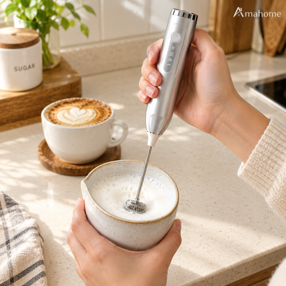 Rechargeable Electric Milk Frother & Whisk – 3-Speed Handheld Foam Maker & Egg Beater with Type-C