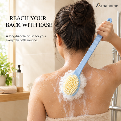 Long Handle Shower Brush with Soft Bristles & Body Scrubber