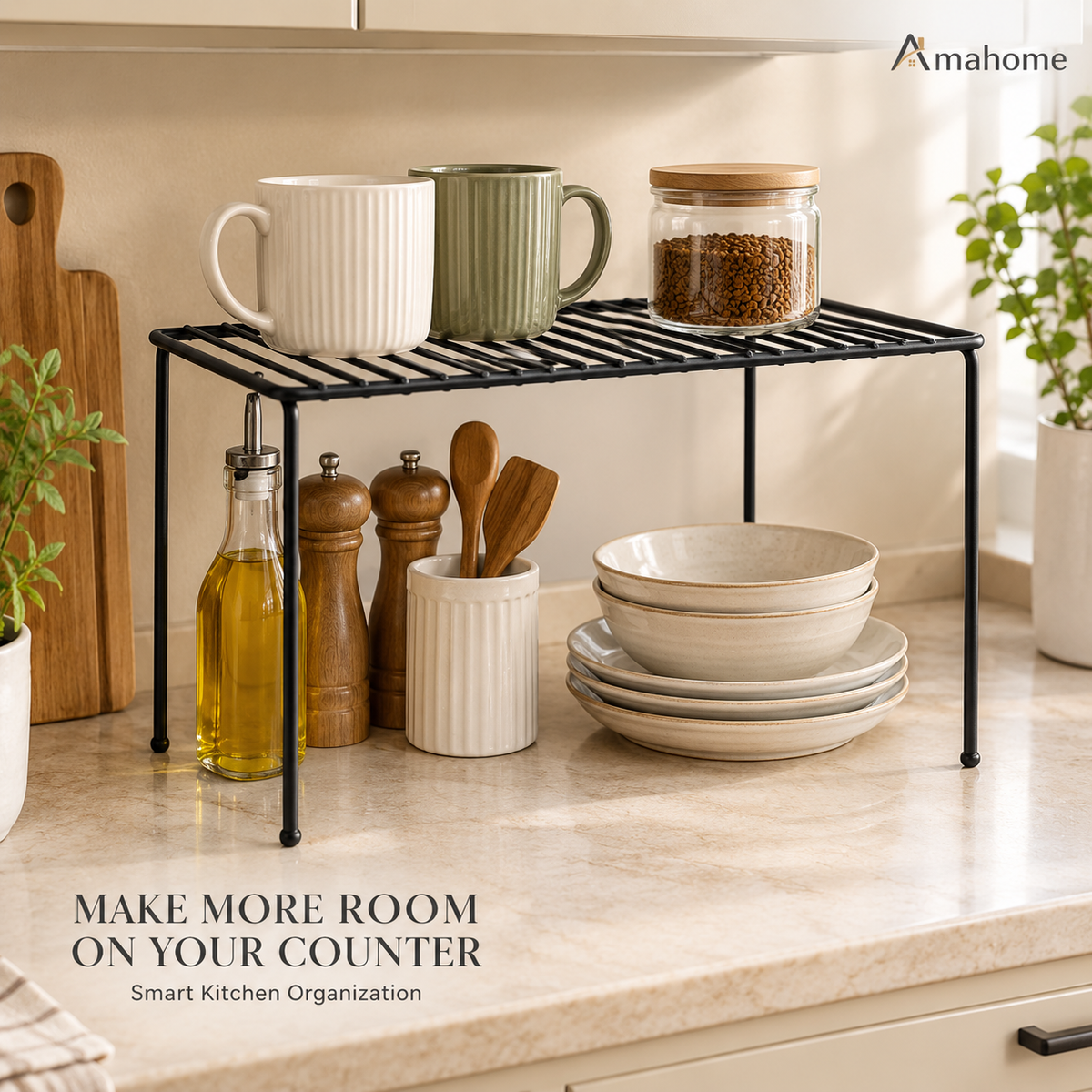 2-Tier Kitchen Storage Shelf – Space-Saving Countertop Organizer