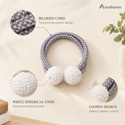 Decorative Beaded Curtain Tiebacks – Braided Rope Curtain Holdbacks