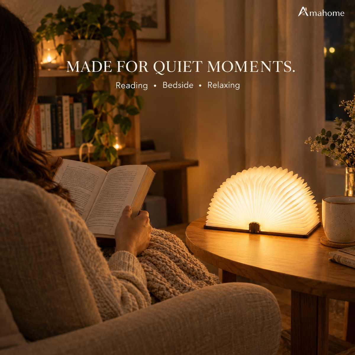 Foldable Book-Shaped LED Lamp – 3 Color Modes USB Rechargeable Decorative Night Light