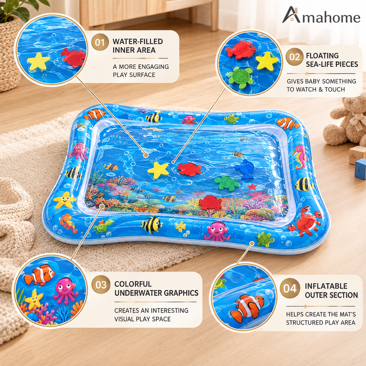 Baby Water Tummy Time Play Mat
