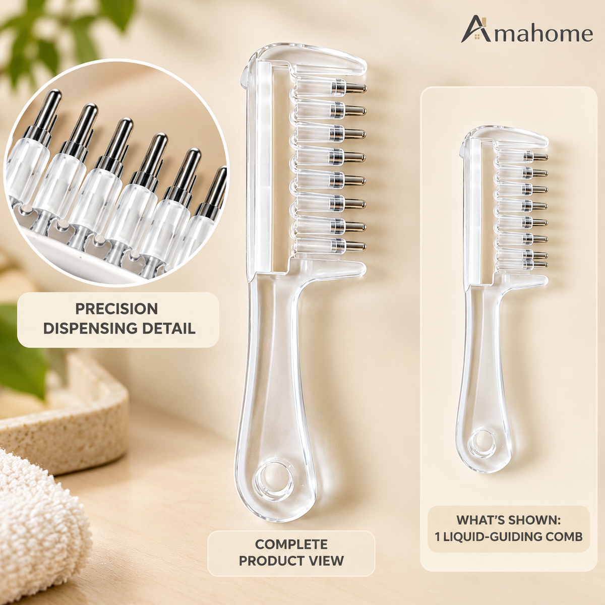 Liquid Dispensing Hair Comb – Scalp Oil Applicator & Hair Serum Distribution Comb
