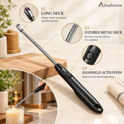 Long Reach Candle & Gas Stove Lighter – Flexible Neck Utility Igniter