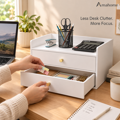 Premium Desktop Organizer with 2 Drawers – Modern Office Storage Cabinet
