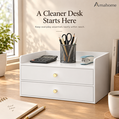 Premium Desktop Organizer with 2 Drawers – Modern Office Storage Cabinet
