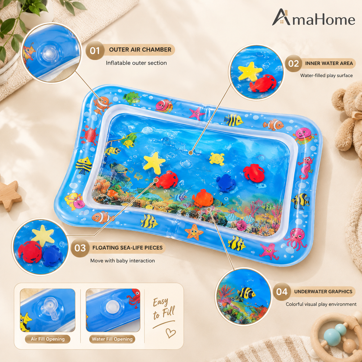 Baby Water Tummy Time Play Mat