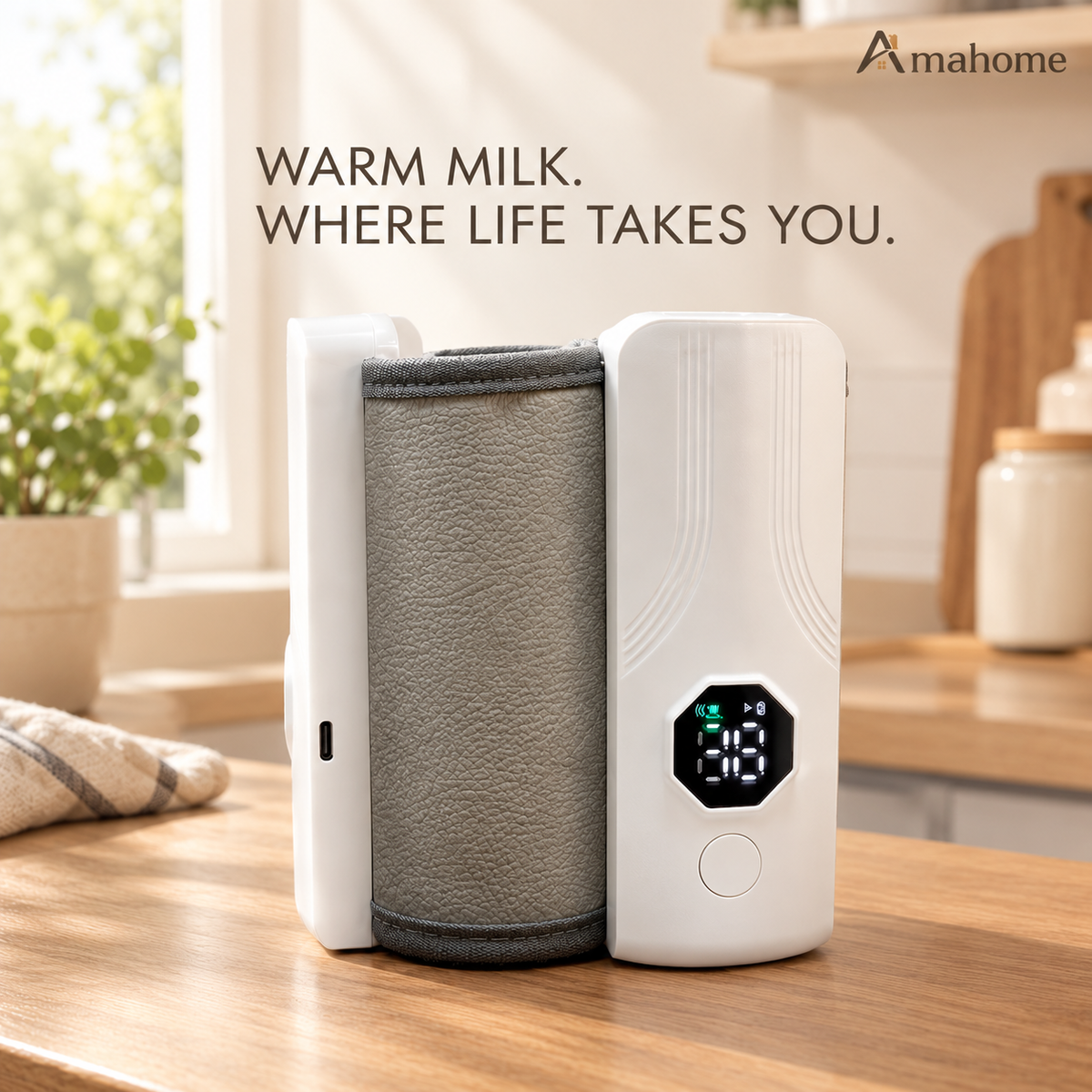 Portable Rechargeable Baby Bottle Warmer – USB Charging Milk Warmer with Digital Display