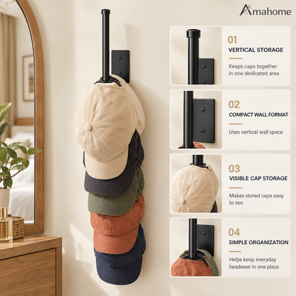 Wall-Mounted Cap Organizer – Space-Saving Hat Storage Rack