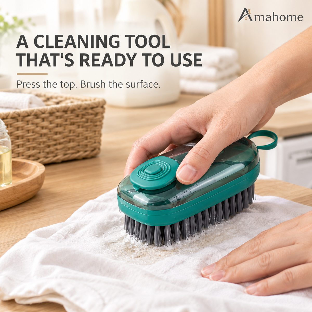Liquid-Dispensing Cleaning Brush – Teal Scrubbing Brush