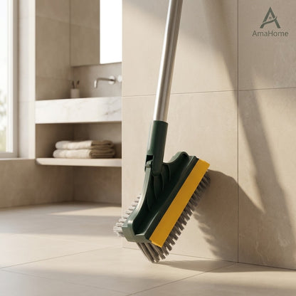 3-in-1 Magic Floor Scrub Brush – 180° Rotating Cleaning Brush with Squeegee & Long Handle
