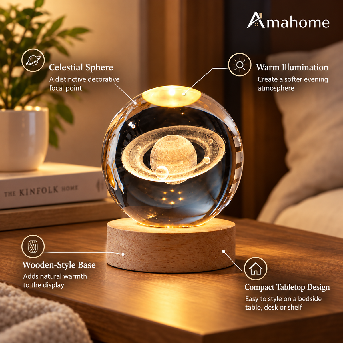 Celestial Crystal Planet Lamp – Premium LED Night Light