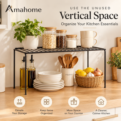2-Tier Kitchen Storage Shelf – Space-Saving Countertop Organizer