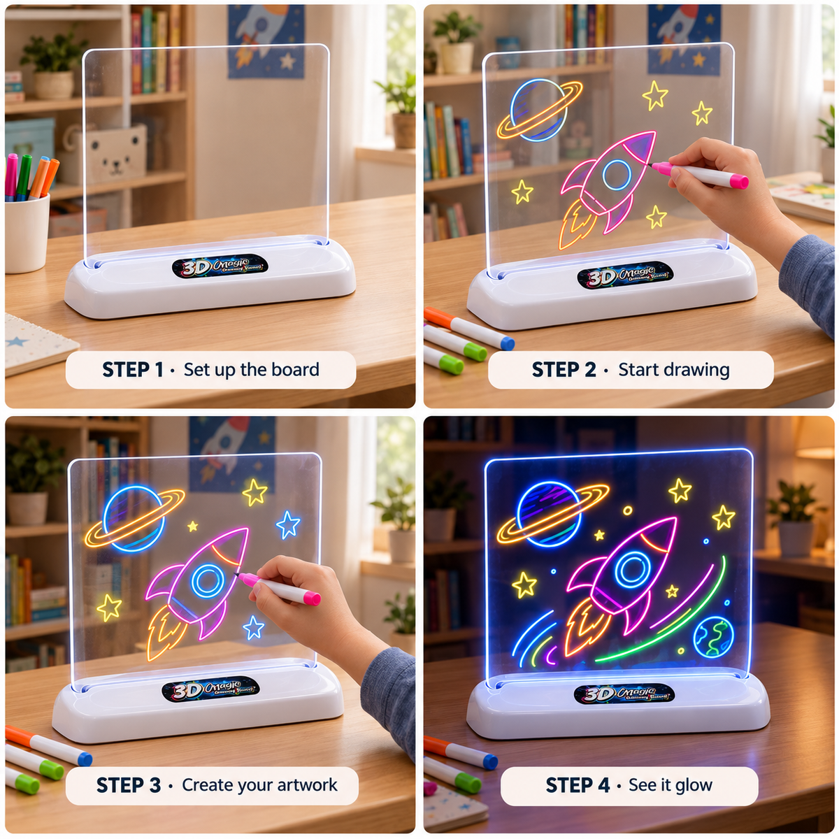3D Magic Magic Drawing Board with LED Light