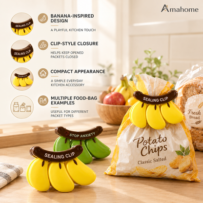 Cute Banana-Shaped Bag Sealing Clips – Reusable Food Storage Clips for Snacks & Kitchen Bags