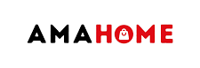 AMAHOME logo with red and black text on a white background