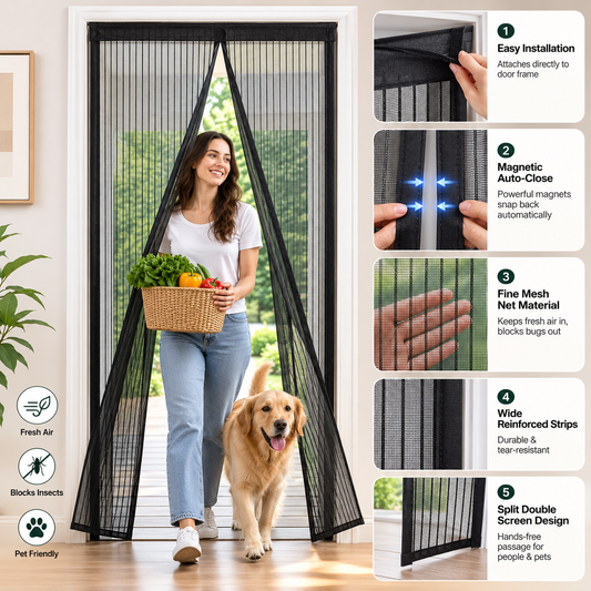 Magic Mesh Instant Screen Door – Tool-Free Installation for Bug-Free Fresh Air