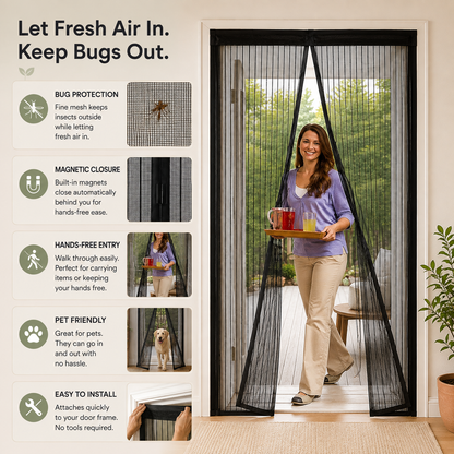 Magic Mesh Instant Screen Door – Tool-Free Installation for Bug-Free Fresh Air